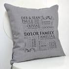 Personalised Family Word Art Piped Cushion